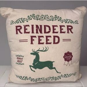 Christmas Holiday Decor Pillow Reindeer Feed Farm Country Stratford Home 18”x18”